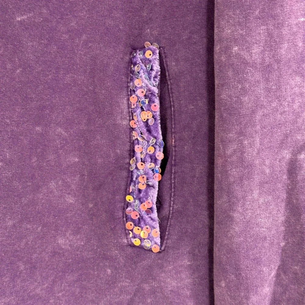 White Birch Sequin Trim Mineral Wash Shacket Womens Size S Purple Cotton Kidcore
